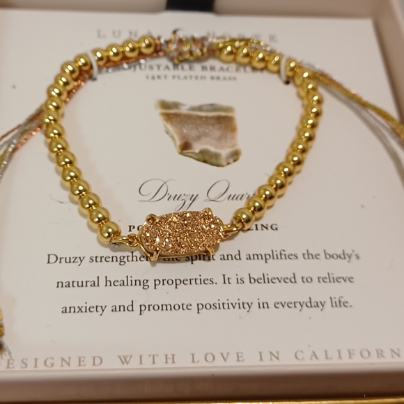 LUNA NORTE DRUSY QUARTZ  ADJUSTABLE BRACELET ONE SIZE FITS ALL NEW IN BOX - Picture 3 of 13